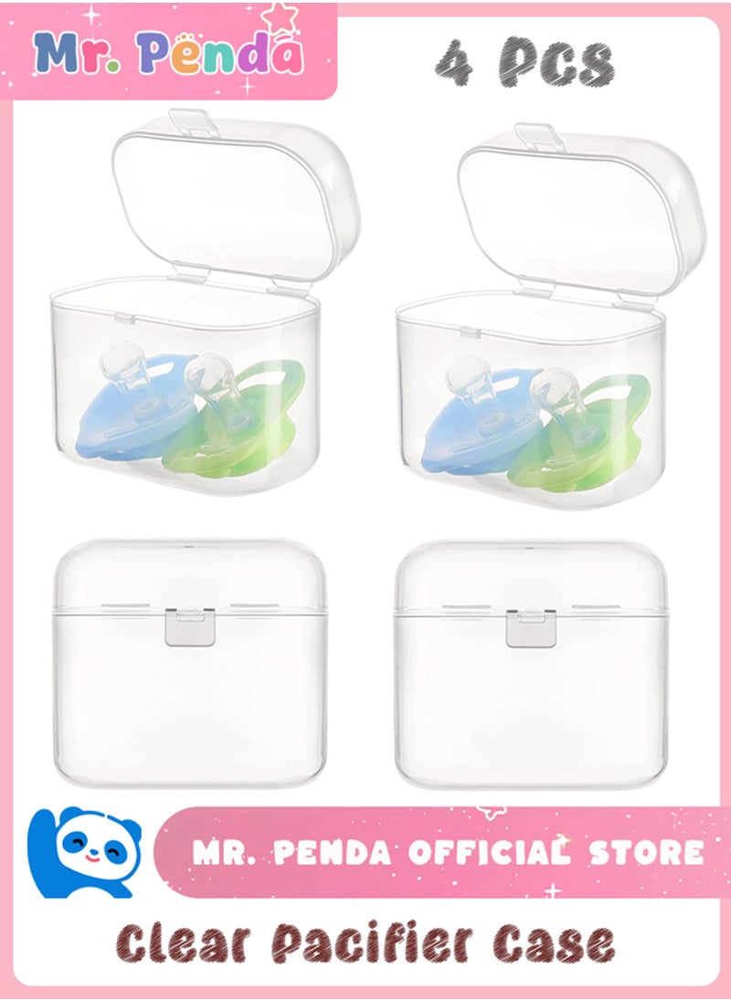 Mr. Penda 4 Pack Clear Pacifier Case, Universal Pacifier Holder, Pacifier Holder Case, Pacifier Storage Box, Pacifier Holder Dustproof Storage for Home Travel, Pacifier Snack Container Easy to Clean  - Image 1