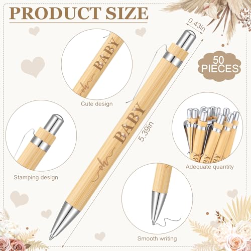 Gilprop 50 Sets Baby Shower Favors for Guests Includes 50 Baby Shower Ballpoint Pens 50 Thank You Bookmarks 50 Organza Bags for Gender Reveal Gifts Guest Prizes(Boho Pampas Grass,Khaki) - Image 3