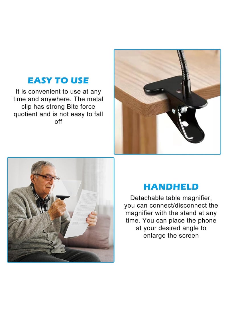 KASTWAVE 5X Magnifying Glass with Stand, 5.9"X3.5" Flexible Gooseneck Large Page Full Page Magnifier, Hands-Free Reading Magnifier with Clip for Reading Small Prints & Low Vision Seniors - Image 3
