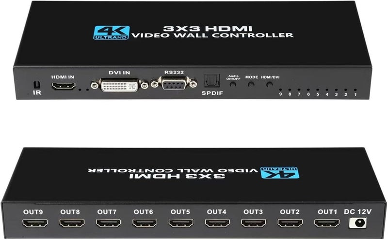 3x3 Video Wall Controller 4K HDMI DVI Input 1080P 3x3 2x3 2x4 4x2 1x4 TV Wall Controller Processor 9 Screen Splicing Splicer Box - Image 1
