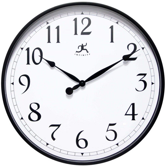 OFFICIUM 18 INCH PLAIN OFFICE WALL CLOCK BUSINESS EASY TO READ BATTERY OPERATED BLACK