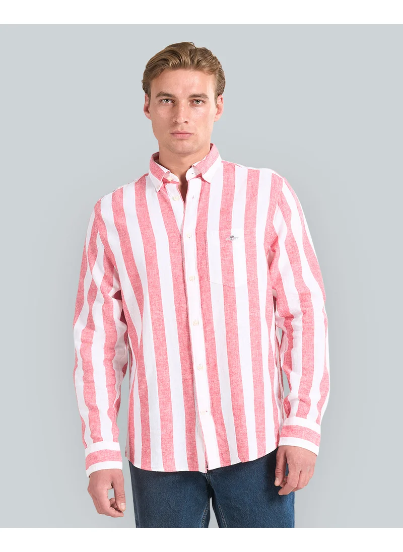 غانت Regular Fit Bold Striped Cotton Linen Shirt