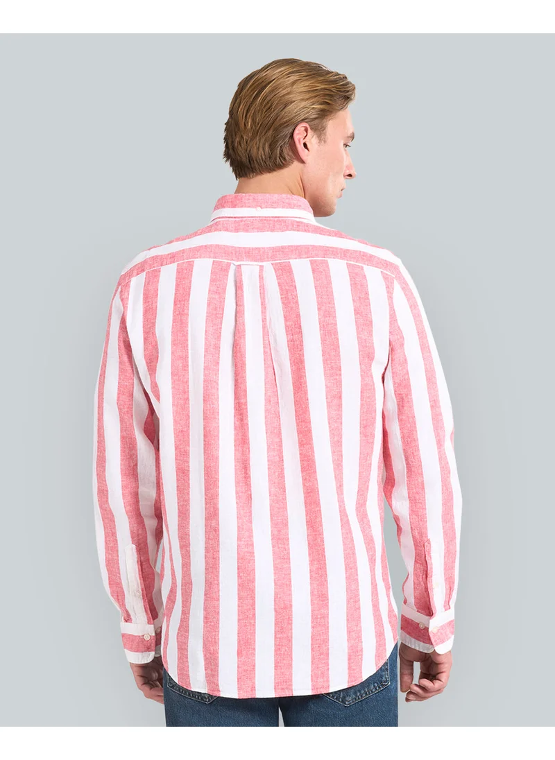 غانت Regular Fit Bold Striped Cotton Linen Shirt