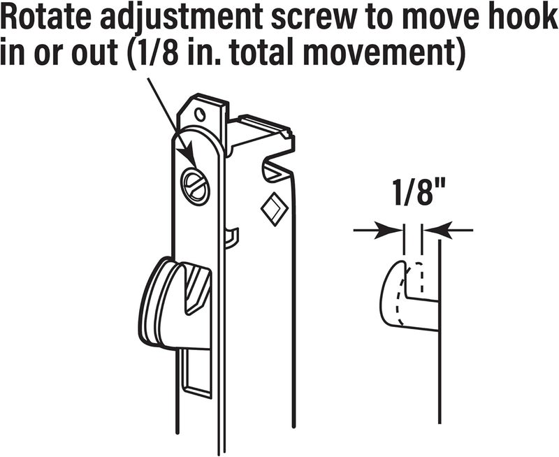 PRIME-LINE E 2014 Adjustable Mortise Lock with Spring-Loaded Hook Latch for Sliding Patio Doors - Image 3