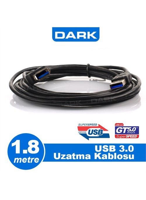 Dark - USB 3.0 1.8m Extension Cable USB3.0 A Type ( DK-CB-USB3EXTL180) - Image 1