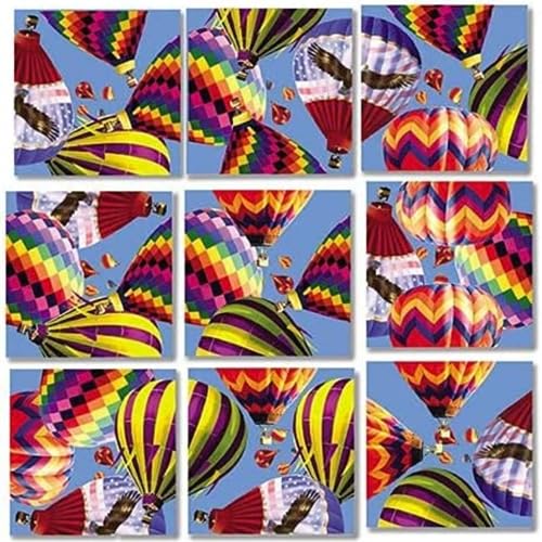 B Dazzle Hot Air Balloons Scramble Squares 9 Piece Brain Teaser Puzzle for All Ages by B Dazzle - Image 1