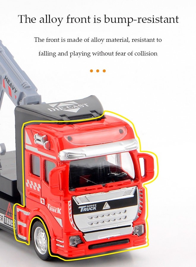 DUNISO سيارة لعبة شاحنة حاويات، نموذج سيارة نقل قابلة للجمع، هدية لعبة مصبوبة للجر للأطفال حمراء - Image 3