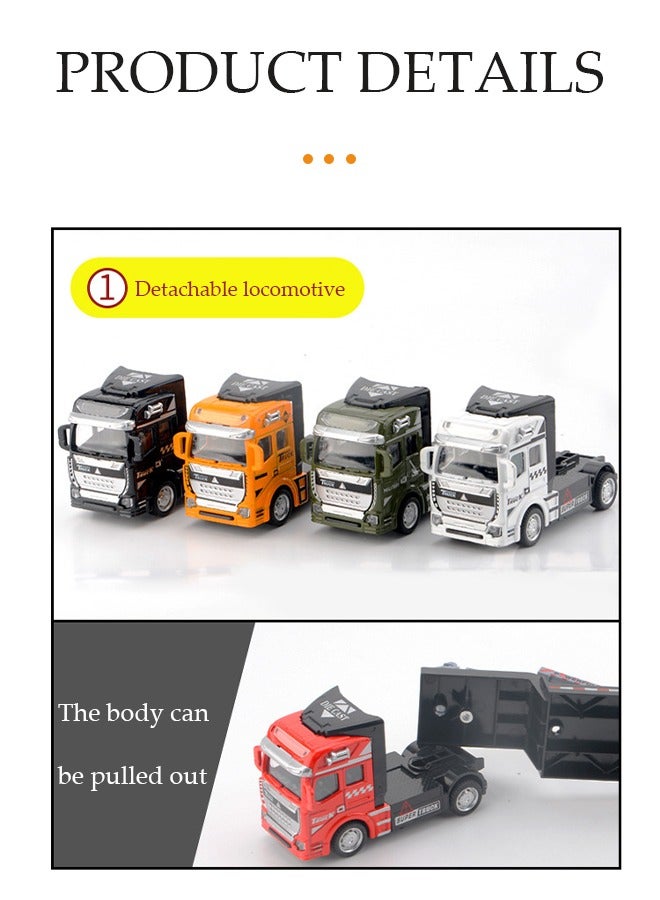 DUNISO سيارة لعبة شاحنة حاويات، نموذج سيارة نقل قابلة للجمع، هدية لعبة مصبوبة للجر للأطفال حمراء - Image 5