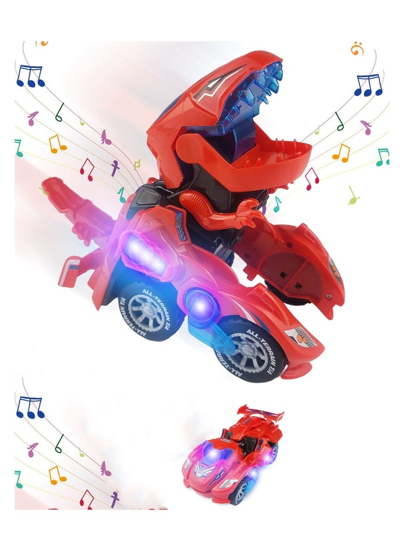 SYOSI Transforming Dinosaur Car Toys, Sound and LED Transforming Dinosaur Car, 2 in 1 Automatic Dinosaur Transform Car Toy, Dinosaur Transformer Toy for 3 to 7 Year Old Kids - Image 1