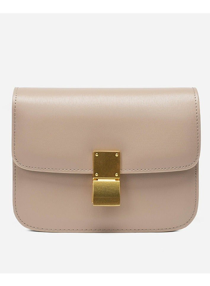 Loquat Ladies' Stylish Small Box Handbag Single Shoulder Crossbody Bag Apricot  - Image 1