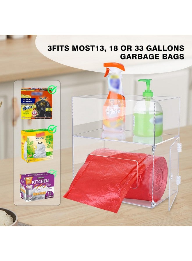 mwellewm Trash Bag Dispenser 2 In 1 Extra Large Acrylic Garbage Bag Roll Holder Under Sink Plastic Bag Storage Box With Lid Kitchen Inside Trash Can Grocery Bag Organizer(10.4 X 6.5 X 11.4 Inches) - Image 2