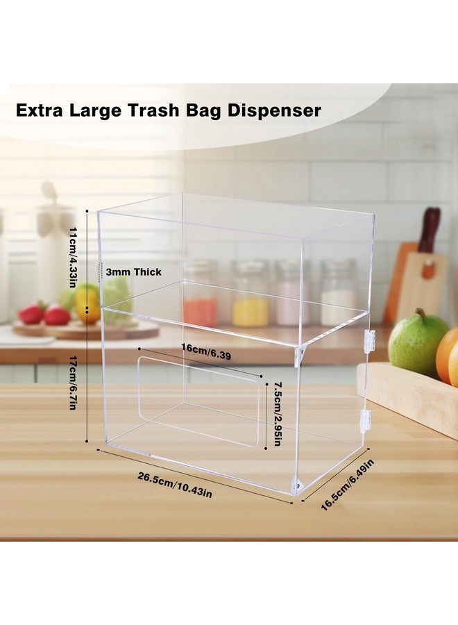mwellewm Trash Bag Dispenser 2 In 1 Extra Large Acrylic Garbage Bag Roll Holder Under Sink Plastic Bag Storage Box With Lid Kitchen Inside Trash Can Grocery Bag Organizer(10.4 X 6.5 X 11.4 Inches) - Image 3