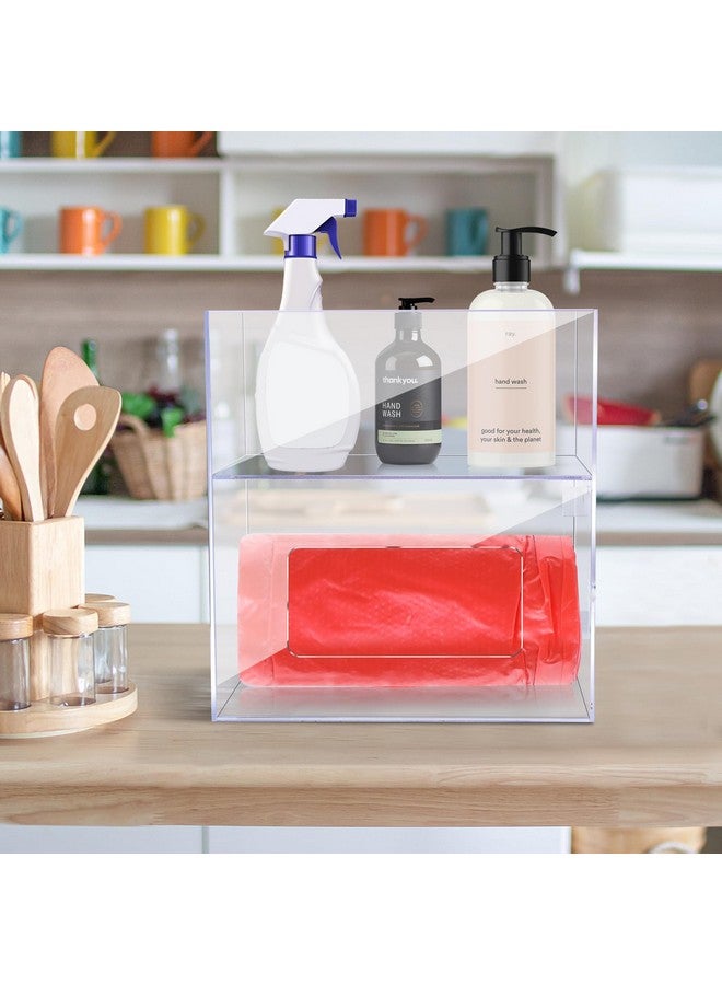 mwellewm Trash Bag Dispenser 2 In 1 Extra Large Acrylic Garbage Bag Roll Holder Under Sink Plastic Bag Storage Box With Lid Kitchen Inside Trash Can Grocery Bag Organizer(10.4 X 6.5 X 11.4 Inches) - Image 5