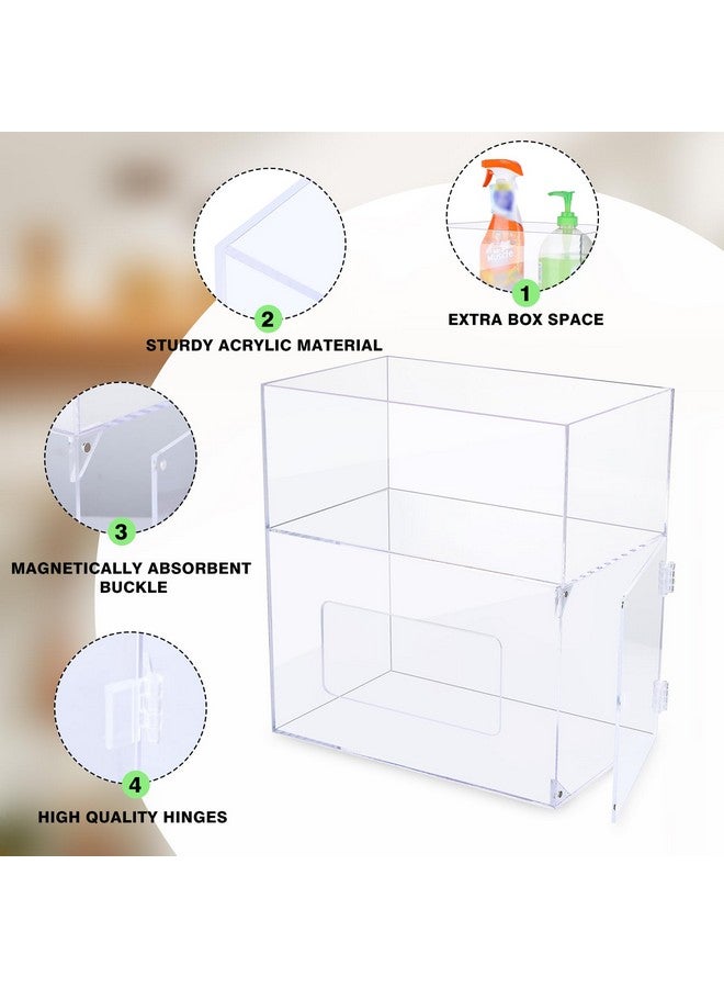 mwellewm Trash Bag Dispenser 2 In 1 Extra Large Acrylic Garbage Bag Roll Holder Under Sink Plastic Bag Storage Box With Lid Kitchen Inside Trash Can Grocery Bag Organizer(10.4 X 6.5 X 11.4 Inches) - Image 4