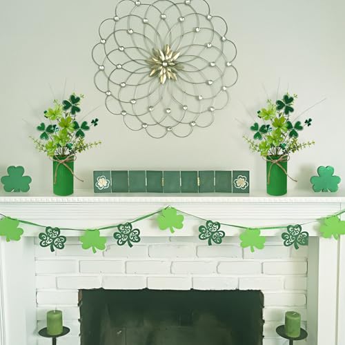 TORONTOKYO 2Pcs St Patricks Day Decorations Artificial Potted Plant Green Shamrock Stems Floral Picks Small Fake Plant for Home Party Table Centerpiece Decor - Image 4