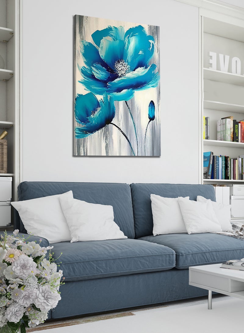 لوحة كانفاس على إطار خشبي بتصميم فن تجريدى زهرة ملونه - Image 1