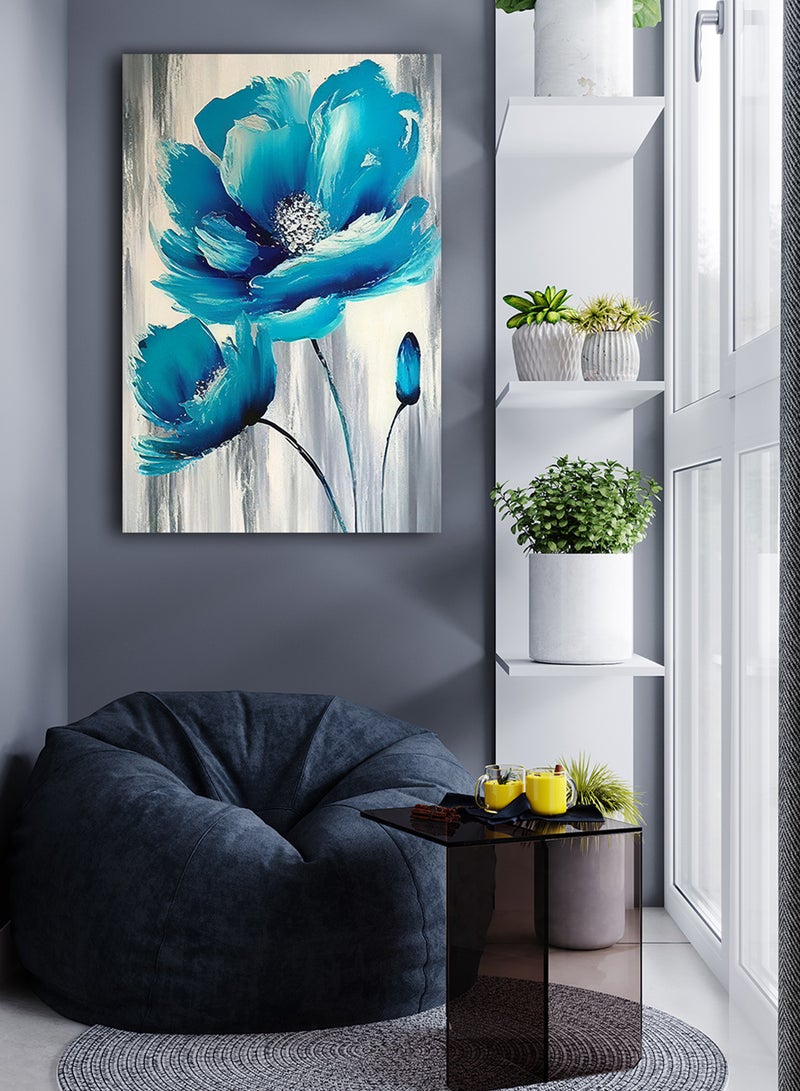 لوحة كانفاس على إطار خشبي بتصميم فن تجريدى زهرة ملونه - Image 3