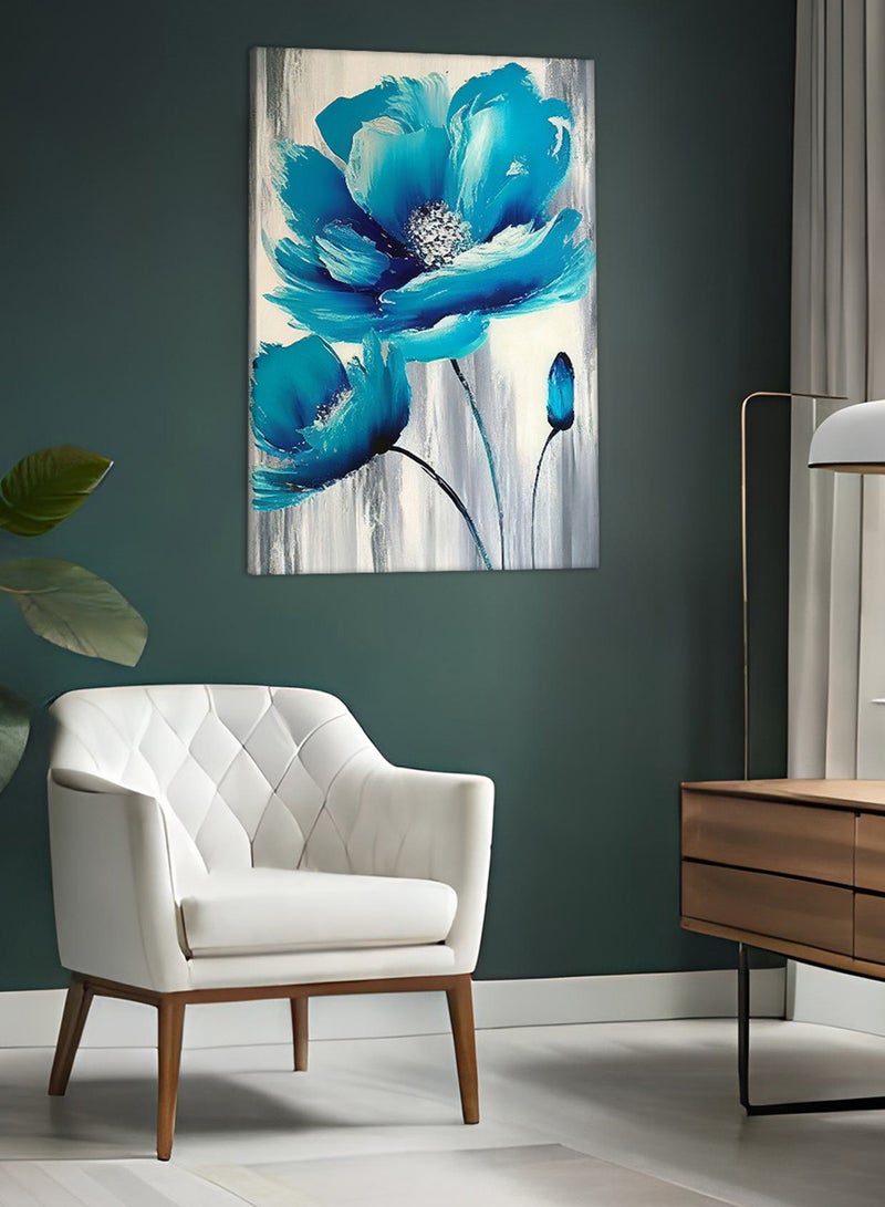 لوحة كانفاس على إطار خشبي بتصميم فن تجريدى زهرة ملونه - Image 2