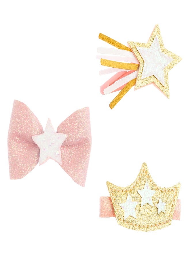 Stephen Joseph, 3-Pack Glitter Hair Clips for Girls - Cute Shimmer Non-Slip Alligator Hair Clip, Hair Clips Barrettes for Baby Girls Toddlers Kids, Golden - Image 1