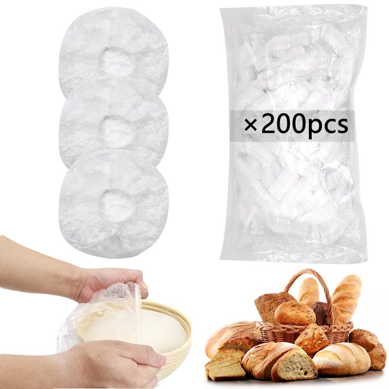 QUPIVA 200pcs Reusable Shower Caps for Sourdough Bread Proofing, Plastic Covers With Elastic - Image 1