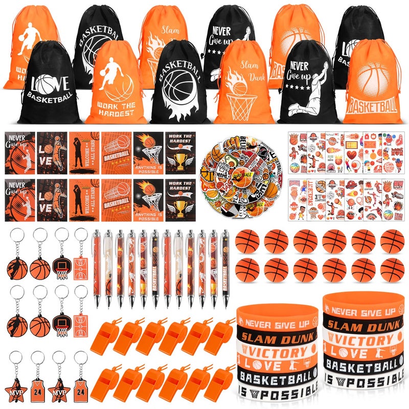 KISPATTI Basketball Party Favors 146PCS Sports Birthday Party Favors with Drawstring Bags Silicone Bracelets Notebooks and Stickers Goodie Bags Team Gifts for Basketball Birthday Party Supplies - Image 3