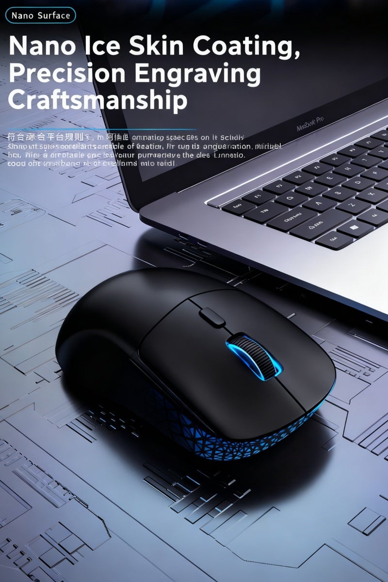 فأرة ألعاب خفيفة الوزن 65 جرام بثلاثة أوضاع بلوتوث، توصيل لاسلكي 2.4G/سلكي/بلوتوث، DPI قابل للتعديل حتى 6400، بطارية قابلة للشحن 500 ملي أمبير（أسود） - Image 4