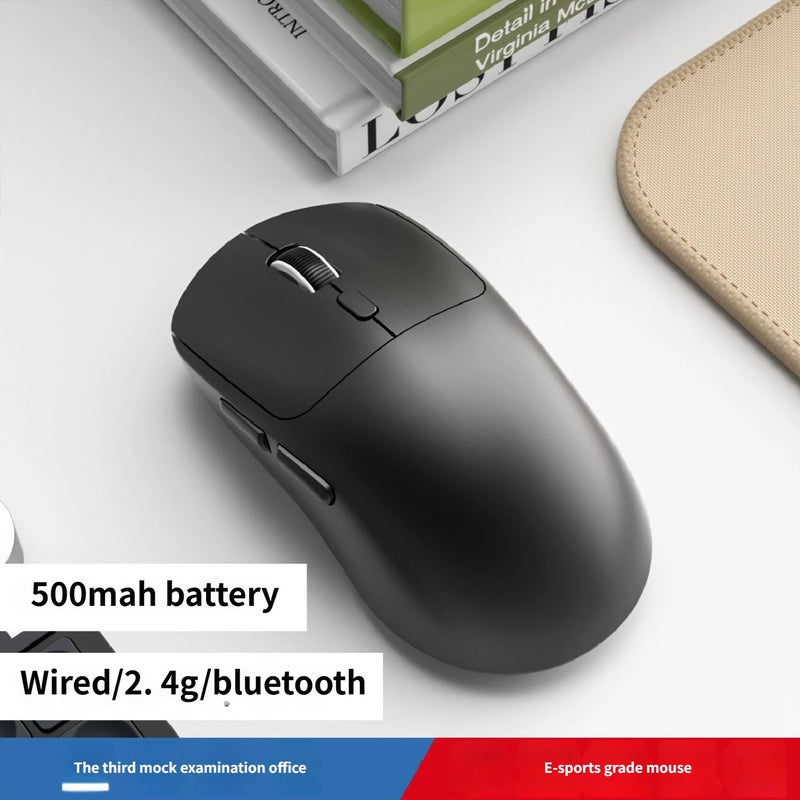 فأرة ألعاب خفيفة الوزن 65 جرام بثلاثة أوضاع بلوتوث، توصيل لاسلكي 2.4G/سلكي/بلوتوث، DPI قابل للتعديل حتى 6400، بطارية قابلة للشحن 500 ملي أمبير（أسود） - Image 1