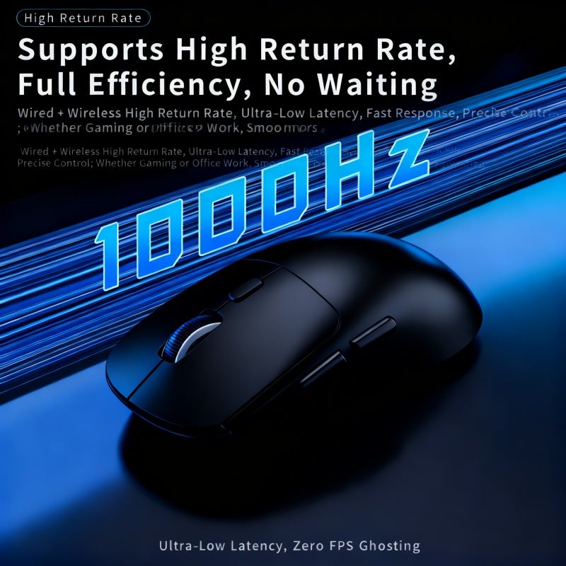 فأرة ألعاب خفيفة الوزن 65 جرام بثلاثة أوضاع بلوتوث، توصيل لاسلكي 2.4G/سلكي/بلوتوث، DPI قابل للتعديل حتى 6400، بطارية قابلة للشحن 500 ملي أمبير（أسود） - Image 5