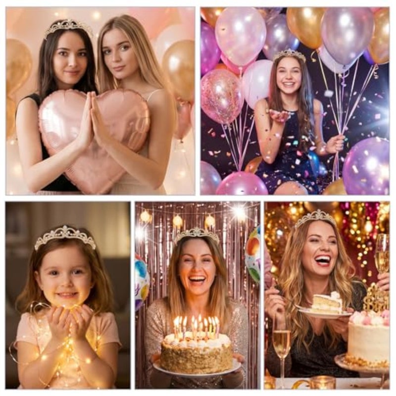 NOONGold تاج تيارا للنساء، حجر الراين التيجان والتيجان الأميرة تيارا عقال الزفاف أغطية الرأس لعيد ميلاد الزفاف زي عيد الهالوين تأثيري عيد الميلاد حفلة موسيقية Gifts444 - Image 5