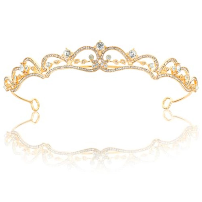 NOONGold تاج تيارا للنساء، حجر الراين التيجان والتيجان الأميرة تيارا عقال الزفاف أغطية الرأس لعيد ميلاد الزفاف زي عيد الهالوين تأثيري عيد الميلاد حفلة موسيقية Gifts444 - Image 1