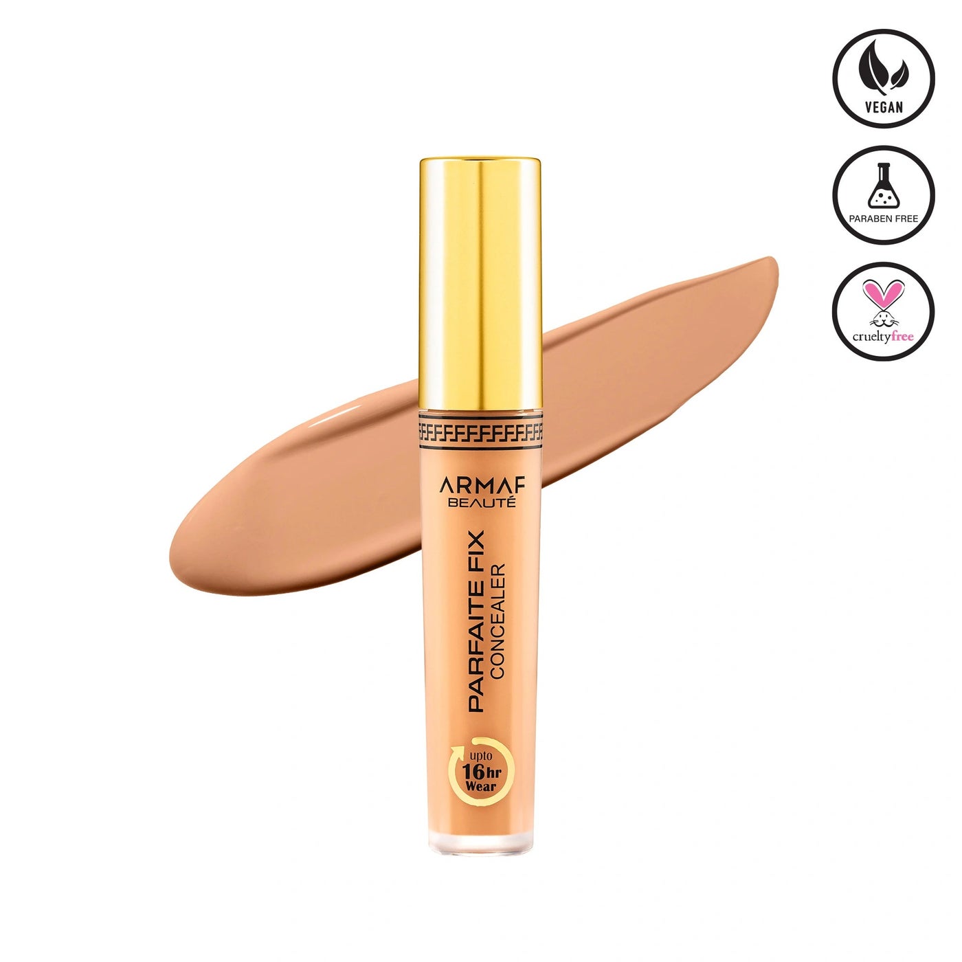 Armaf Beaute Face Make Up 16 Hours Parfaite Fix Concealer 5.8g Warm Beige Colour, Vegan Liquid Formula, Buildable Coverage, Soft Matte Finish, Covers Blemishes & Dark Circles, For All Skin Types