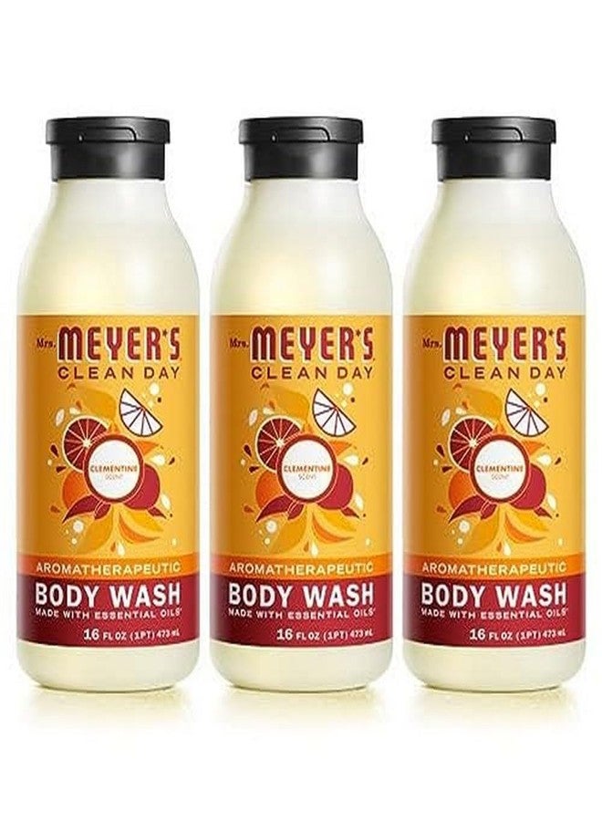 MRS. MEYER'S CLEAN DAY Moisturizing Body Wash for Women and Men, Biodegradable Shower Gel Formula Made with Essential Oils, Clementine, 16 oz - Pack of 3 - Image 1