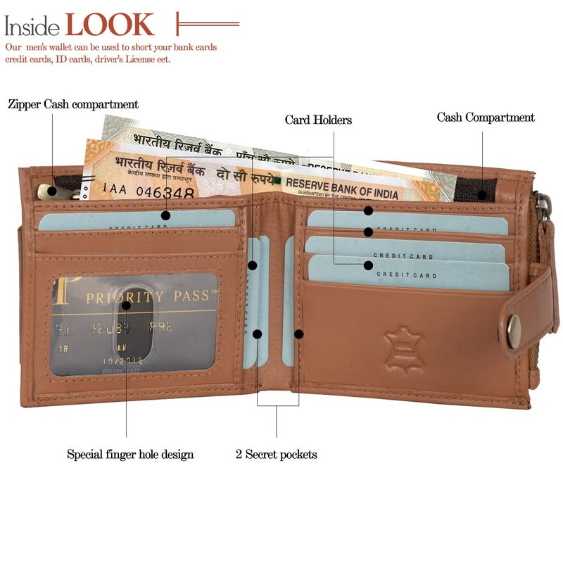 Rigohill Doger Cognac Brown Mens Leather Wallet | Leather Wallet for Men | RFID Mens Wallet - Image 2