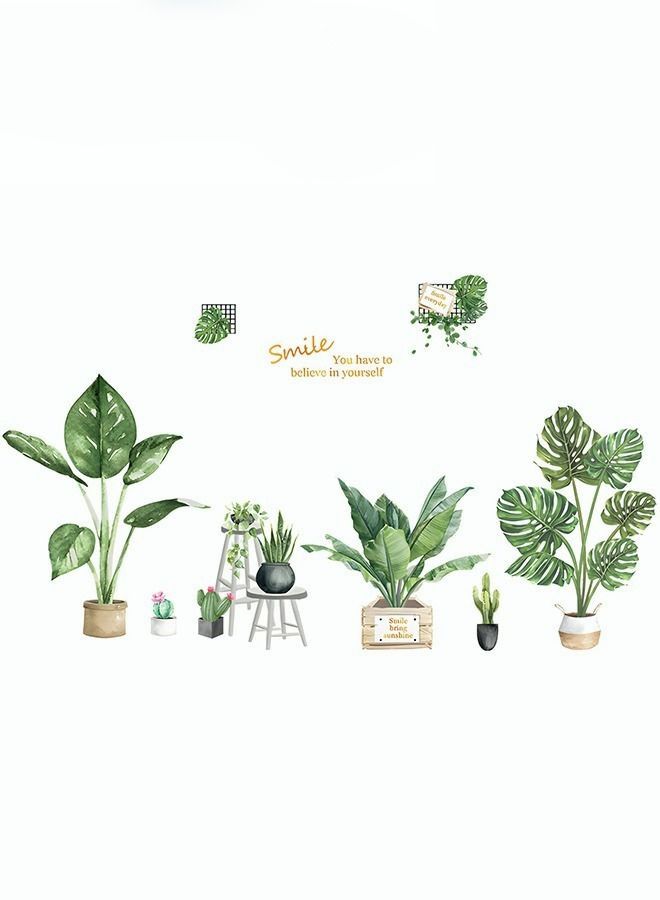 Printed Wall Sticker Green Plant Wall Decoration Sticker Home Decoration Waterproof Pvc Material Suitable For Smooth Wall Glass And Ceramic Tiles - Image 1