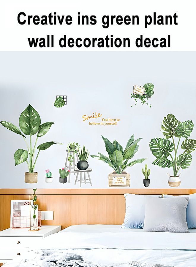 Printed Wall Sticker Green Plant Wall Decoration Sticker Home Decoration Waterproof Pvc Material Suitable For Smooth Wall Glass And Ceramic Tiles - Image 3