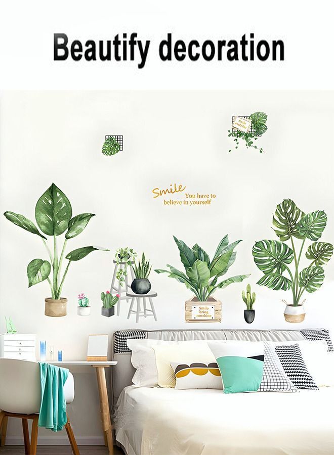 Printed Wall Sticker Green Plant Wall Decoration Sticker Home Decoration Waterproof Pvc Material Suitable For Smooth Wall Glass And Ceramic Tiles - Image 4