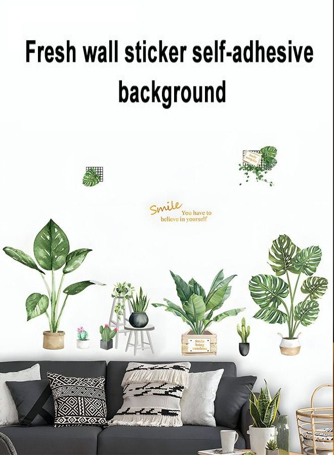 Printed Wall Sticker Green Plant Wall Decoration Sticker Home Decoration Waterproof Pvc Material Suitable For Smooth Wall Glass And Ceramic Tiles - Image 2