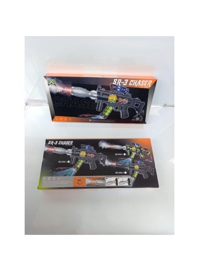 Chaser Laser Gun with Light Projector, Battery Operated Toy Gun, LED Light Effects, Realistic Sound, Pretend Play Toy for Kids, Black - Image 2