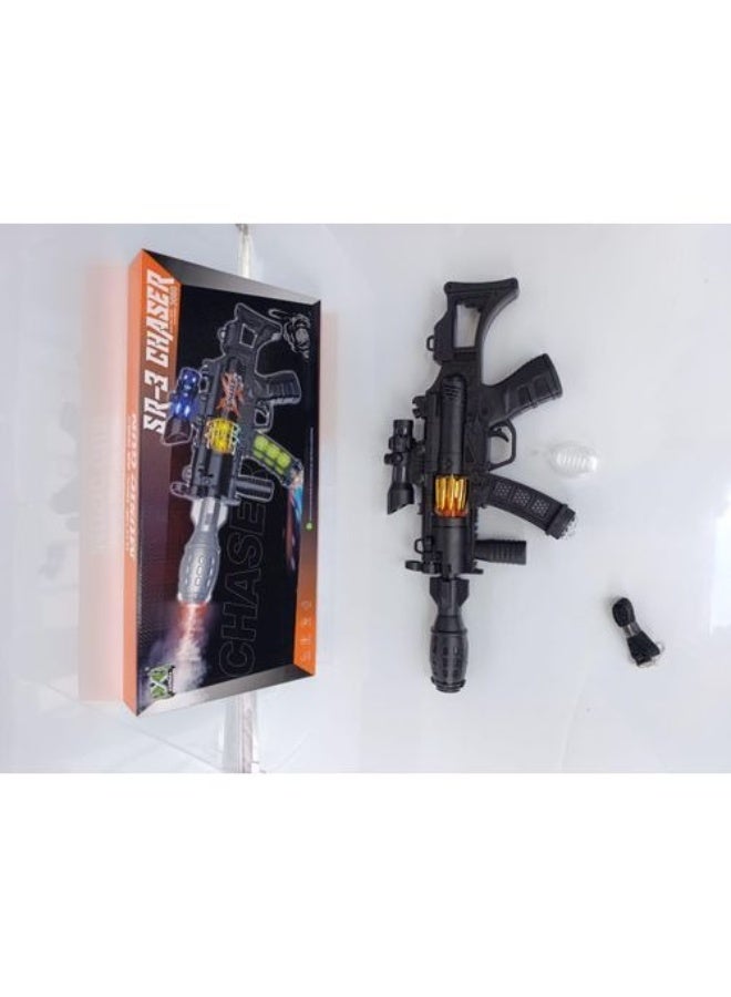 Chaser Laser Gun with Light Projector, Battery Operated Toy Gun, LED Light Effects, Realistic Sound, Pretend Play Toy for Kids, Black - Image 4