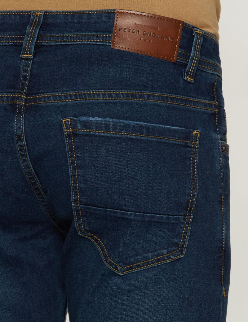 Peter England Men's Premium Skinny Fit Stretchable Mid Rise Jeans, 34 Deep Blue - Image 4