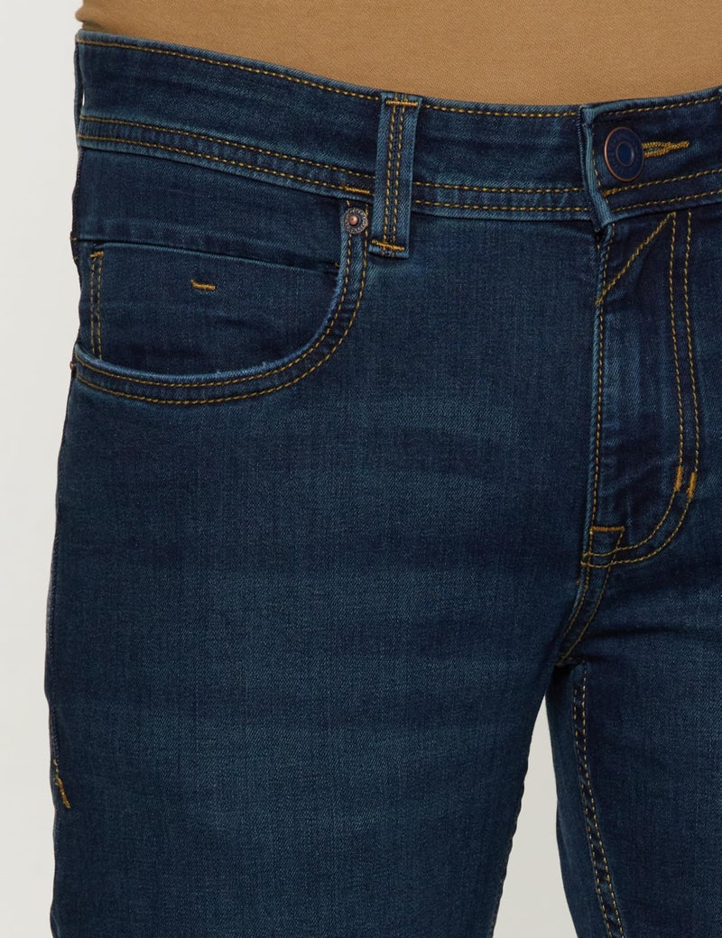 Peter England Men's Premium Skinny Fit Stretchable Mid Rise Jeans, 34 Deep Blue - Image 3