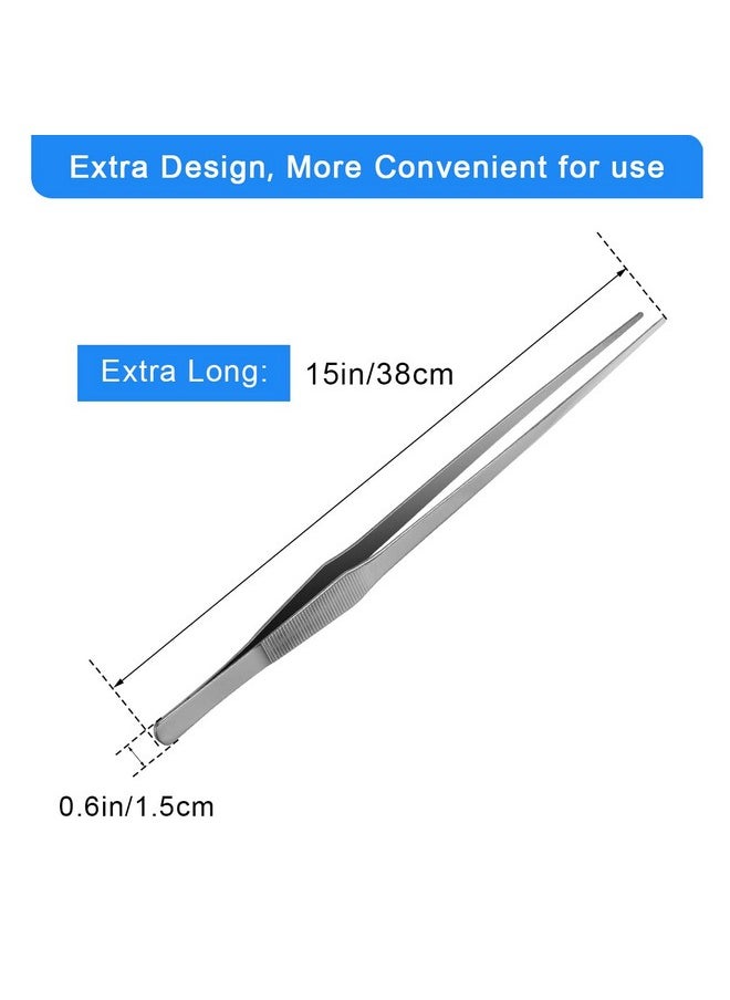 Luxiv Aquarium Tweezers Extra Long 15 Inches, Luxiv Stainless Steel Straight And Curved Tweezers 38Cm Extra Long Tweezers For Fish Tank Plant Aquascape Tools, Feeding Tongs  - Image 2