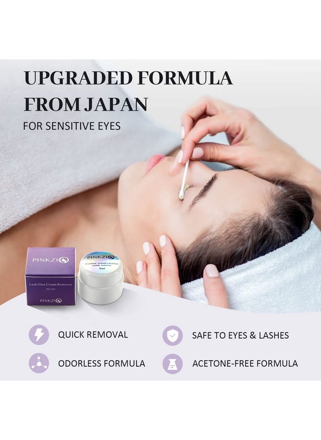 Eyelash Extension Glue Remover, Pinkzio Lash Extension Cream Remover For Eyelash Extension Glue, Fast Lash Adhesive Dissolution, Easy To Control, No Damage To Natural Lahes5 Ml, White