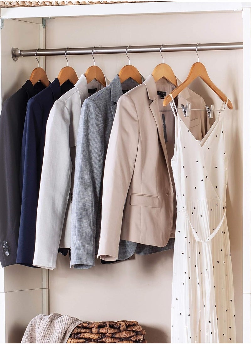 CityRiya-Long Pants Hangers with Clips Non-Slip Clothes Hangers 10 Pack Adjustable Jeans Skirt Hangers Clothes Hangers Coat Hanger Wooden Pants Hangers with 360° Swivel Hook  - Image 2