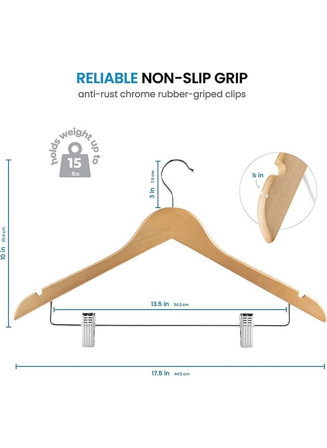 CityRiya-Long Pants Hangers with Clips Non-Slip Clothes Hangers 10 Pack Adjustable Jeans Skirt Hangers Clothes Hangers Coat Hanger Wooden Pants Hangers with 360° Swivel Hook  - Image 5