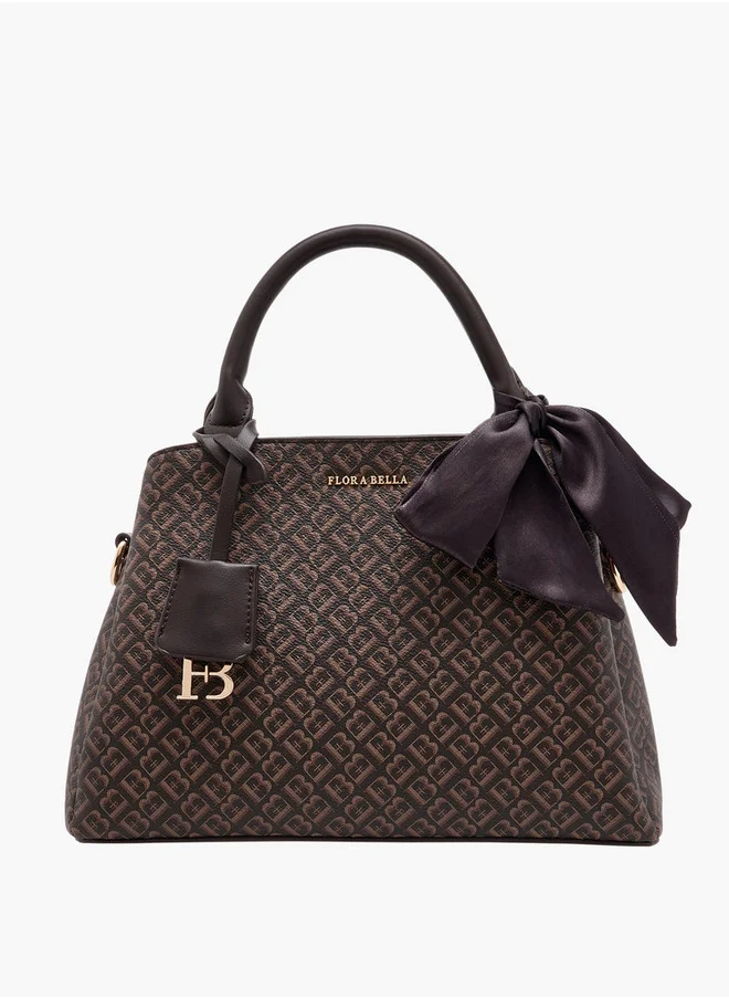 فلورا بيلا من شو إكسبرس Women's Monogram Print Tote Bag with Scarf Accent and Detachable Strap