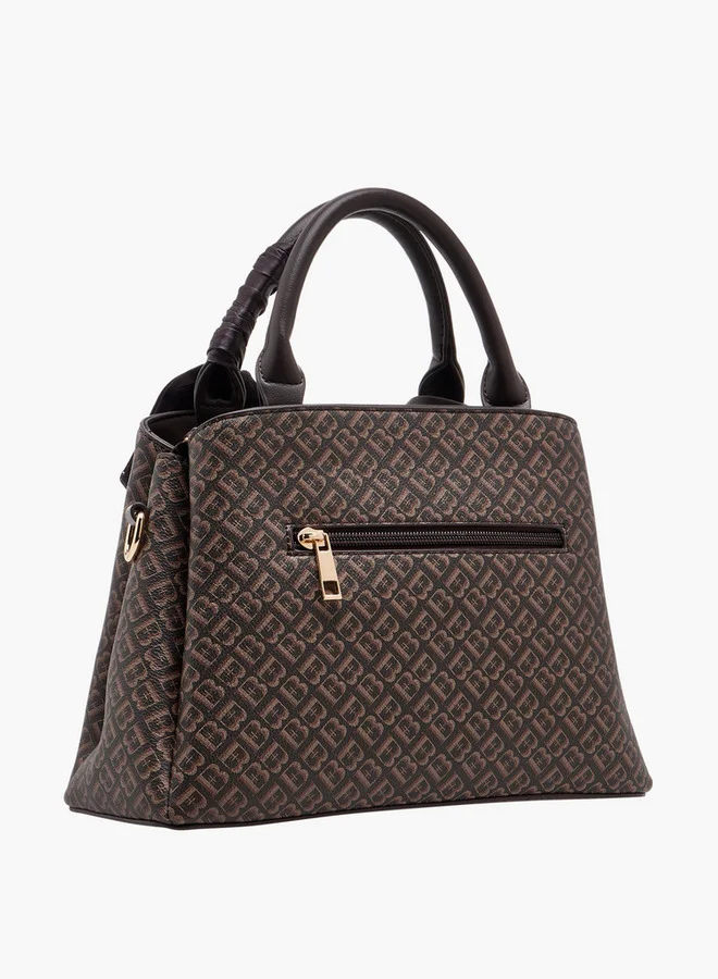 Flora Bella By Shoexpress Women's Monogram Print Tote Bag with Scarf Accent and Detachable Strap