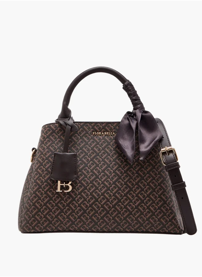 فلورا بيلا من شو إكسبرس Women's Monogram Print Tote Bag with Scarf Accent and Detachable Strap
