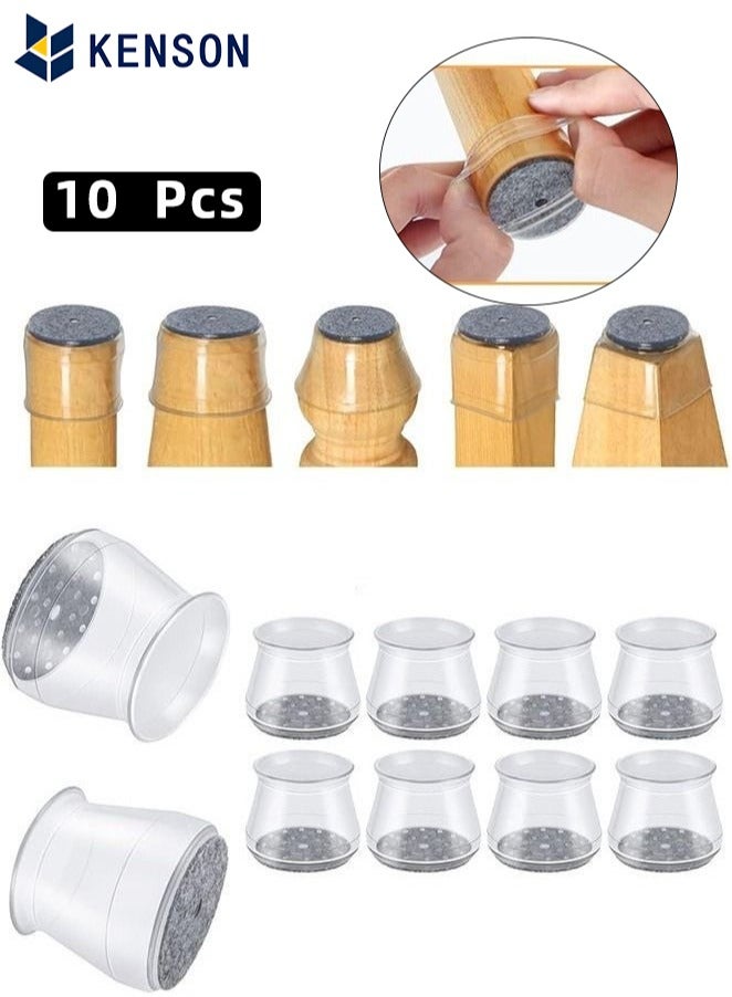 KENSON 10 Pcs Hardwood Floors Chair Leg Protectors, Stool Leg Rubber Protectors Caps, Non Slip Silicone Felt Furniture Pads - Image 1