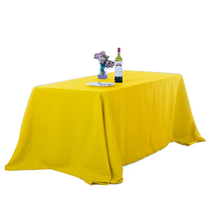 Ascoza 2pack 90x156 Inch Yellow Rectangular Tablecloth 8 Feet Table Cloth in Polyester Fabric for WeddingBanquetRestaurantParties